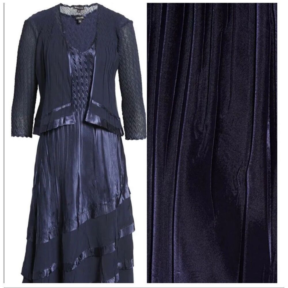 Komarov Blue Chiffon Open front Jacket Size S